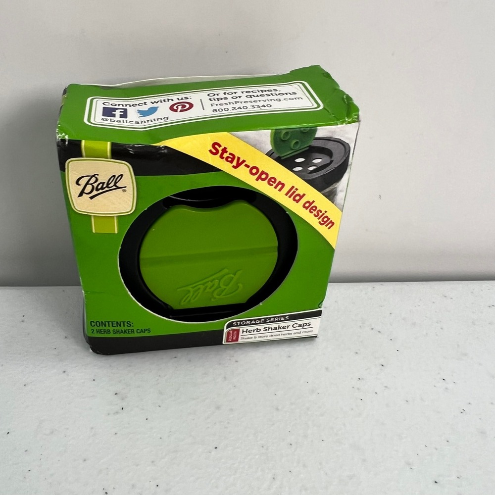 Ball Herb Shaker Caps 2 Pack for Regular Mouth Mason Jars Black Green 1440010747